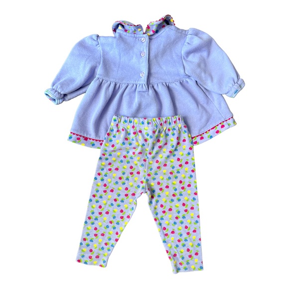 2 Small Steps Yellow & Purple Fall Winter Tulip Sweater Pant Sets Sz 12 months - Picture 3 of 7
